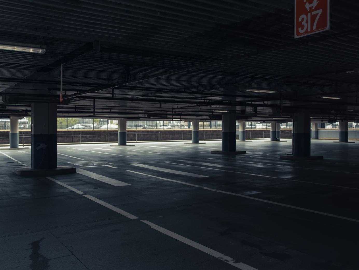 Parking garage in Chicago showcasing empty parking spaces, ideal for using parking apps like SpotHero and ParkWhiz for secure and easy reservations